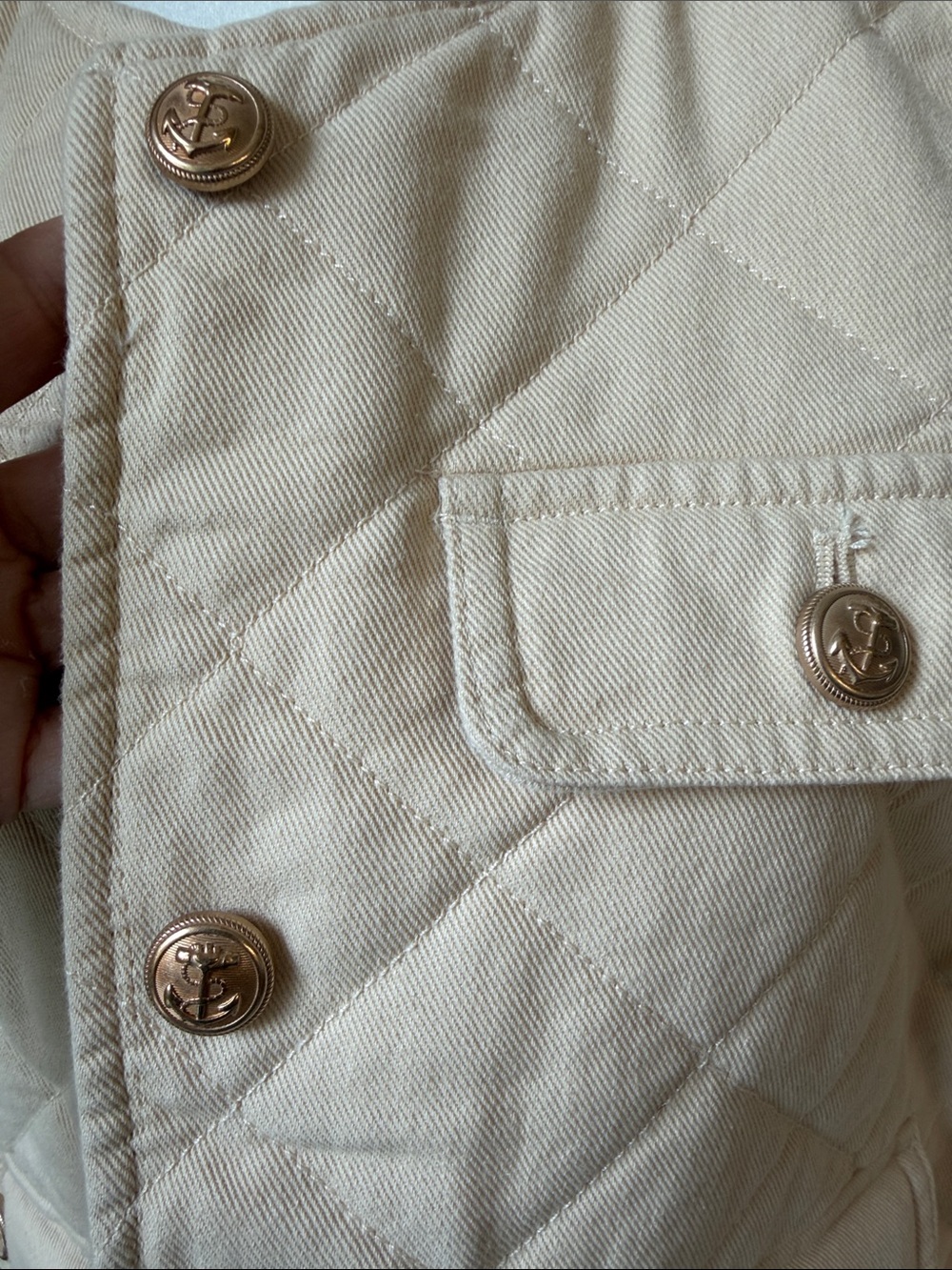 NWOT Time and Tru Cream Quilted Cotton Jacket with Button Front - Picture 3 of 6